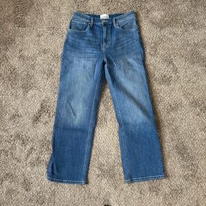 DUER Performance Denim + High Rise Straight Mid-Blue Size 29x28 NWOT